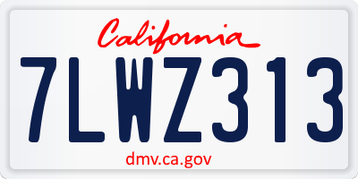 CA license plate 7LWZ313