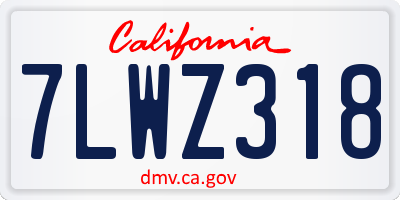 CA license plate 7LWZ318