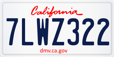 CA license plate 7LWZ322