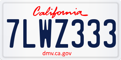 CA license plate 7LWZ333