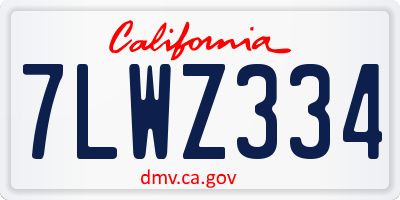 CA license plate 7LWZ334