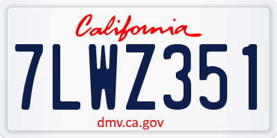 CA license plate 7LWZ351