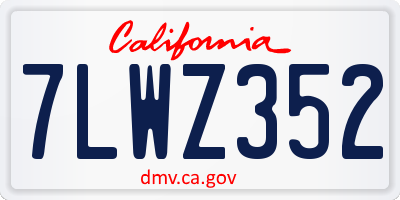 CA license plate 7LWZ352