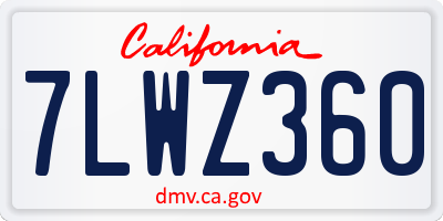 CA license plate 7LWZ360