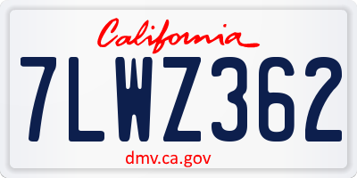 CA license plate 7LWZ362