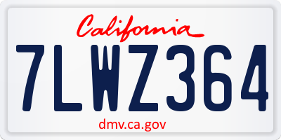 CA license plate 7LWZ364