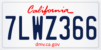 CA license plate 7LWZ366