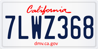 CA license plate 7LWZ368