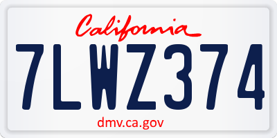 CA license plate 7LWZ374