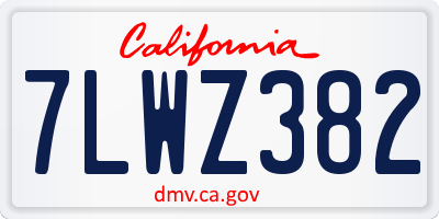 CA license plate 7LWZ382