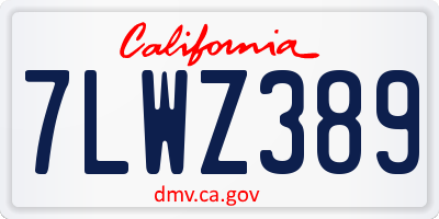 CA license plate 7LWZ389