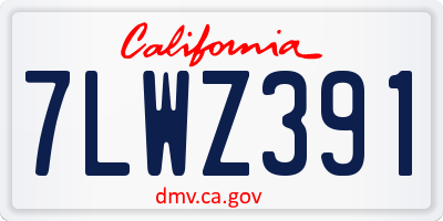 CA license plate 7LWZ391