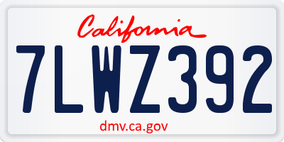 CA license plate 7LWZ392