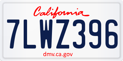 CA license plate 7LWZ396