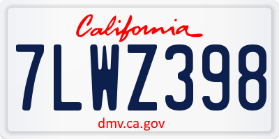 CA license plate 7LWZ398