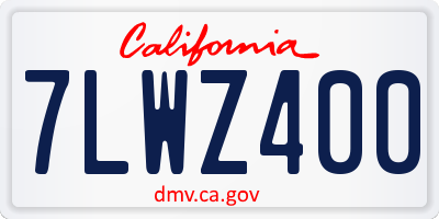 CA license plate 7LWZ400