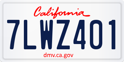 CA license plate 7LWZ401