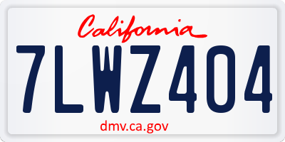 CA license plate 7LWZ404