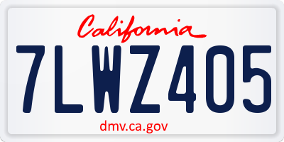 CA license plate 7LWZ405