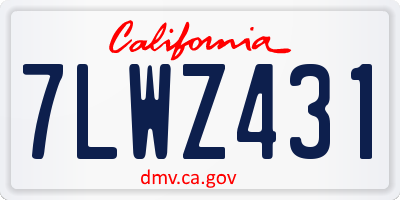 CA license plate 7LWZ431