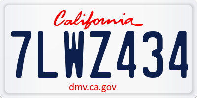 CA license plate 7LWZ434