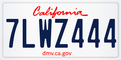 CA license plate 7LWZ444
