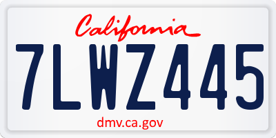 CA license plate 7LWZ445