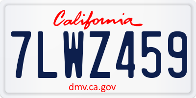 CA license plate 7LWZ459