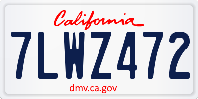 CA license plate 7LWZ472