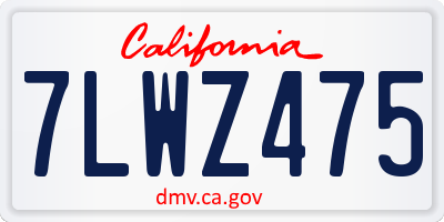 CA license plate 7LWZ475