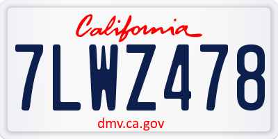 CA license plate 7LWZ478