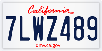 CA license plate 7LWZ489