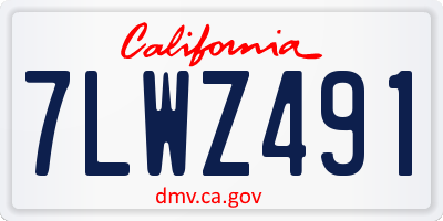 CA license plate 7LWZ491