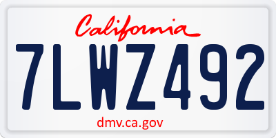 CA license plate 7LWZ492