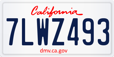CA license plate 7LWZ493