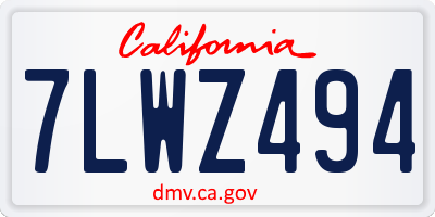 CA license plate 7LWZ494
