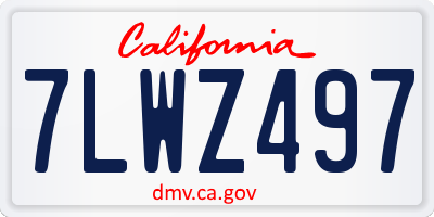 CA license plate 7LWZ497