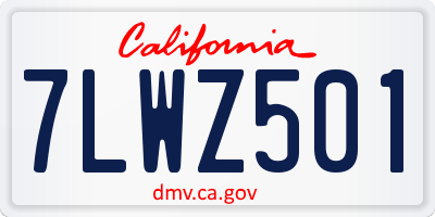 CA license plate 7LWZ501