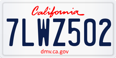 CA license plate 7LWZ502