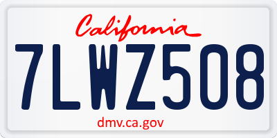 CA license plate 7LWZ508