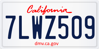 CA license plate 7LWZ509