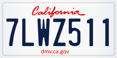 CA license plate 7LWZ511