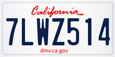 CA license plate 7LWZ514