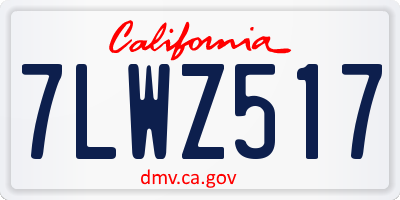 CA license plate 7LWZ517