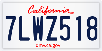 CA license plate 7LWZ518