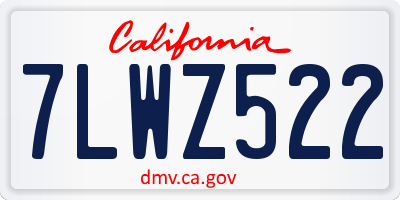 CA license plate 7LWZ522
