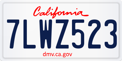 CA license plate 7LWZ523