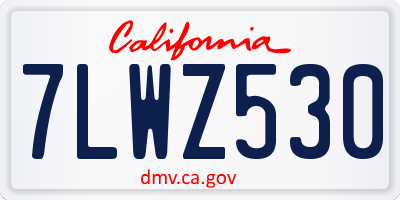 CA license plate 7LWZ530