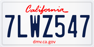 CA license plate 7LWZ547