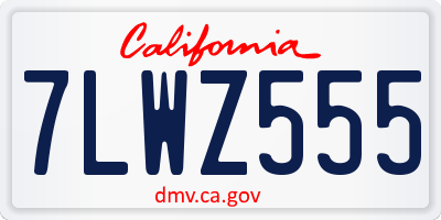 CA license plate 7LWZ555